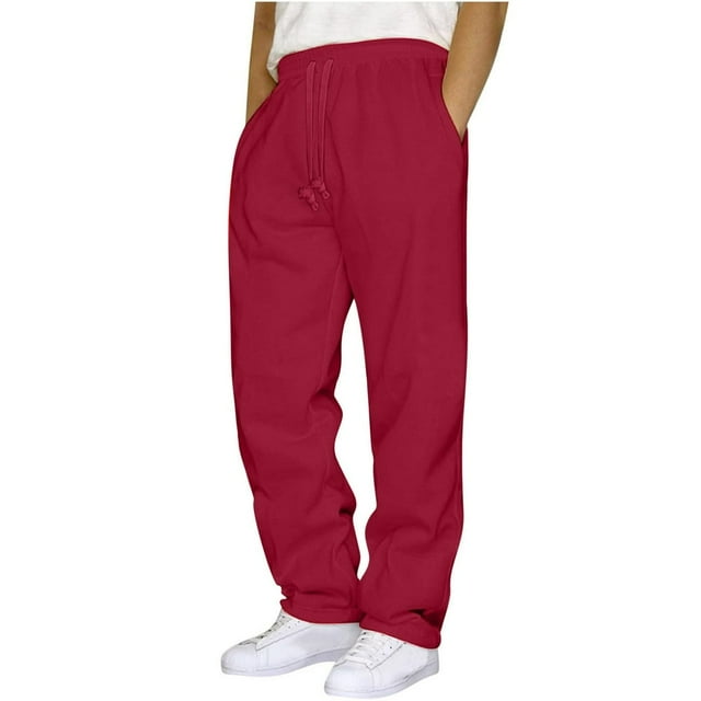 Sweatpants for Men- Wide Leg Loose Solid With Pockets Zip-up Gym Men‘s Pants Blue L