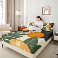 thumbnail image 4 of jejeloiu Vintage Geometric Circle Twin Sheet Sets,Tropical Monstera Leaf Twin Fitted Sheet,Retro Aesthetic Artwork Flat Sheet For Girls Kids,Microfiber Bedroom Decor,3 Pieces, 4 of 7