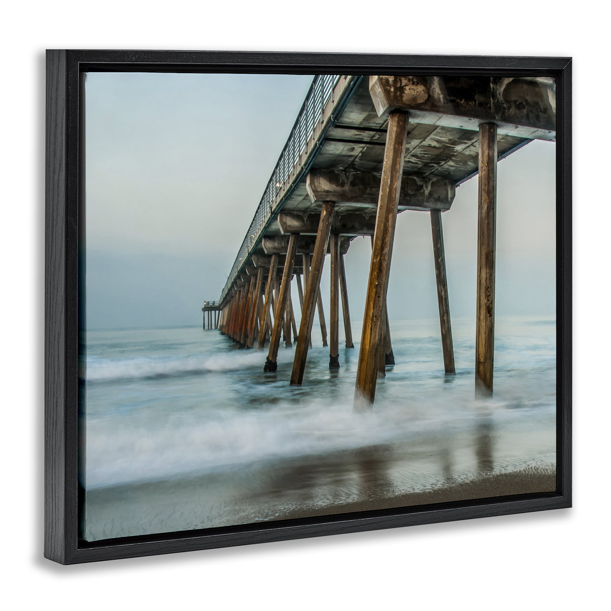 Stupell Industries Summer Dock Splashes Landscape Photography Black Floater Framed Canvas Art Print Wall Art, 31 x 25