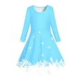 thumbnail image 4 of Tfken Christmas Dress For Little Girls Child Soft Long Sleeve Crew Neck A-Line Comfortable Snowflake Print Light Blue Dresses Size 10-13 Years, 4 of 5