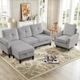 thumbnail image 4 of Soscana Sectional Sofa Set with Storage Ottoman and Accent Chair,Living Room 3 Seat L Shaped Couch and Single Chair Armchair,Living Room Furniture Set for Home Apartment Office Studio, 4 of 8