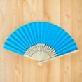 thumbnail image 3 of Yucurem 1 Pack Foldable Handheld Fan, Chinese Folding Fan for Women, Solid Bamboo Paper Fans for Wedding Guests, Dancing, Party Favors (Blue), 3 of 8