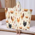 thumbnail image 5 of Beige Chicken Cartoon Pattern Hooded Bath Towel，60"x35" for Ages 3 To 12 Kids, Quick Dry Lightweight Soft Microfiber Hood Beach Towel Cover Up for Kids, 5 of 7