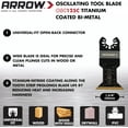 thumbnail image 3 of Arrow OSC125C-3A Titanium Coated Carbide Flush-Cut Oscillating Multitool Cutting Blades for Wood, Drywall, PVC, and Metal, 1-3/8 Inch, 3-Pack, 3 of 18