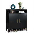 thumbnail image 2 of Ktaxon Shoe Cabinet Double Door 6 Tiers with High Feet & LED Lights for Entryway, Black, 2 of 15