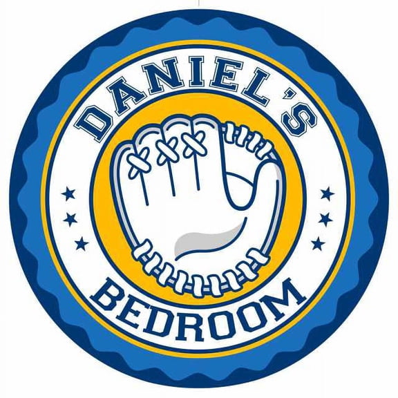 DANIEL'S Baseball Glove Bedroom 14" Round Metal Sign Boys Room 100140029007
