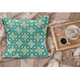 thumbnail image 2 of Moroccan Fluffy Throw Pillow Cushion Cover, Colored Tiled Pattern Geometrical Diagonal and Triangle Forms Oldest Craft, Decorative Square Accent Pillow Case, 20" x 20", Green Teal White, by Ambesonne, 2 of 5