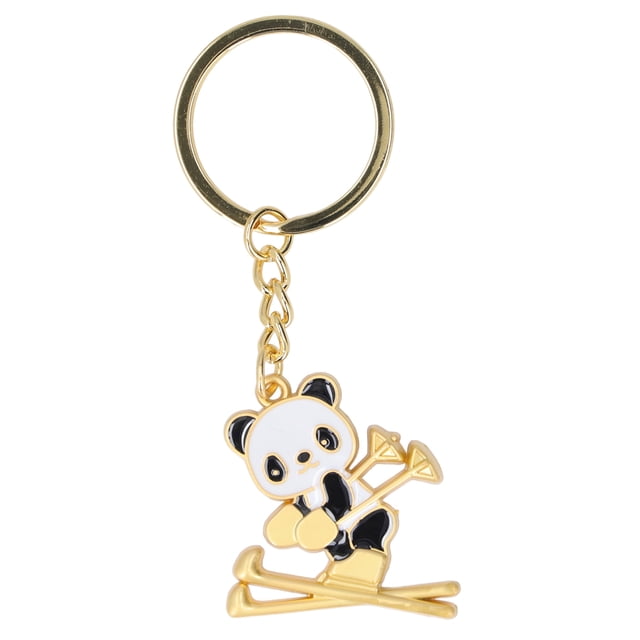 Ski Keychain, Alloy Skiing Keychains For Daily Use For Bags X-1280 Ski Panda Gold