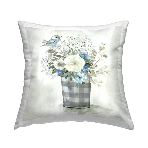 Stupell Industries Bouquet in Plaid Tin Decorative Printed Throw Pillow Design by Carol Robinson.