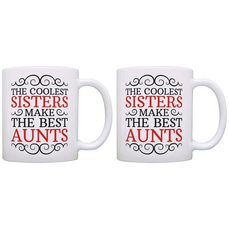 

ThisWear New Aunt Gifts Coolest Sisters Make the Best Aunts Baby Announcement Gift 2 Pack Mugs Cups White