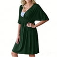 thumbnail image 4 of Stamzod Womens Maternity Dress Summer V Neck Nursing Breast Feeding Dress Short Sleeve Casual Knee High Pregnancy Dresses for Women Green M, 4 of 4