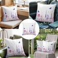thumbnail image 6 of Spring Flower Throw Pillow Cover Idyllic Purple Lavender Butterfly Cotton Linen Cushion Cover Throw Pillow Case with Invisible Zipper for Couch Sofa Bed Chair Car 16x16 Inch, 6 of 9