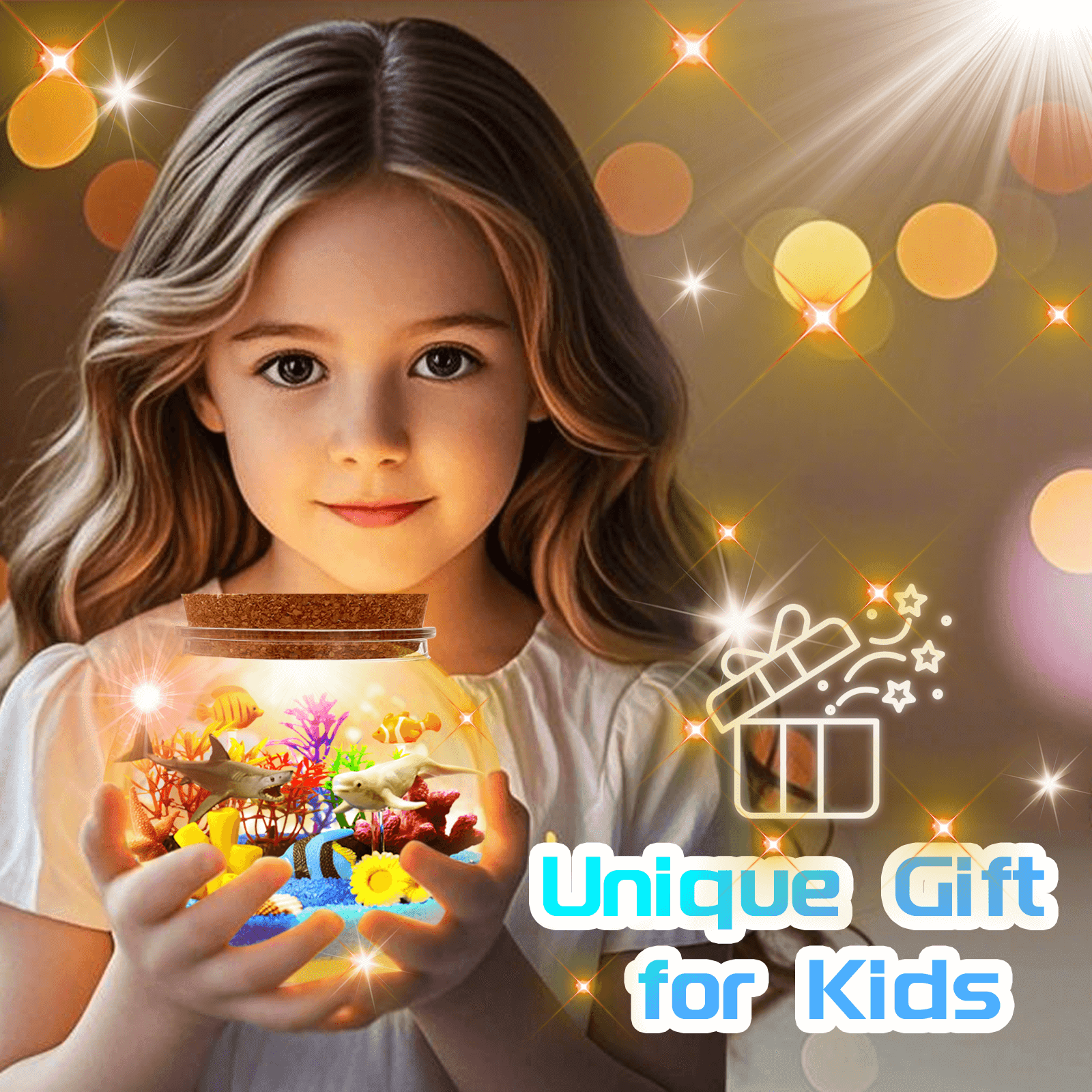 Ocean Light Up Terrarium Craft  Kit for Kids - LED Night Light Ocean Birthday Gift for Girls & Boys Ages 4 5 6 7 8-12, Kids Arts & Crafts Kit