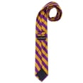 thumbnail image 3 of Jacob Alexander Men's College Stripe Woven 2.75 inch Width Slim Neck Tie - Purple Gold, 3 of 5