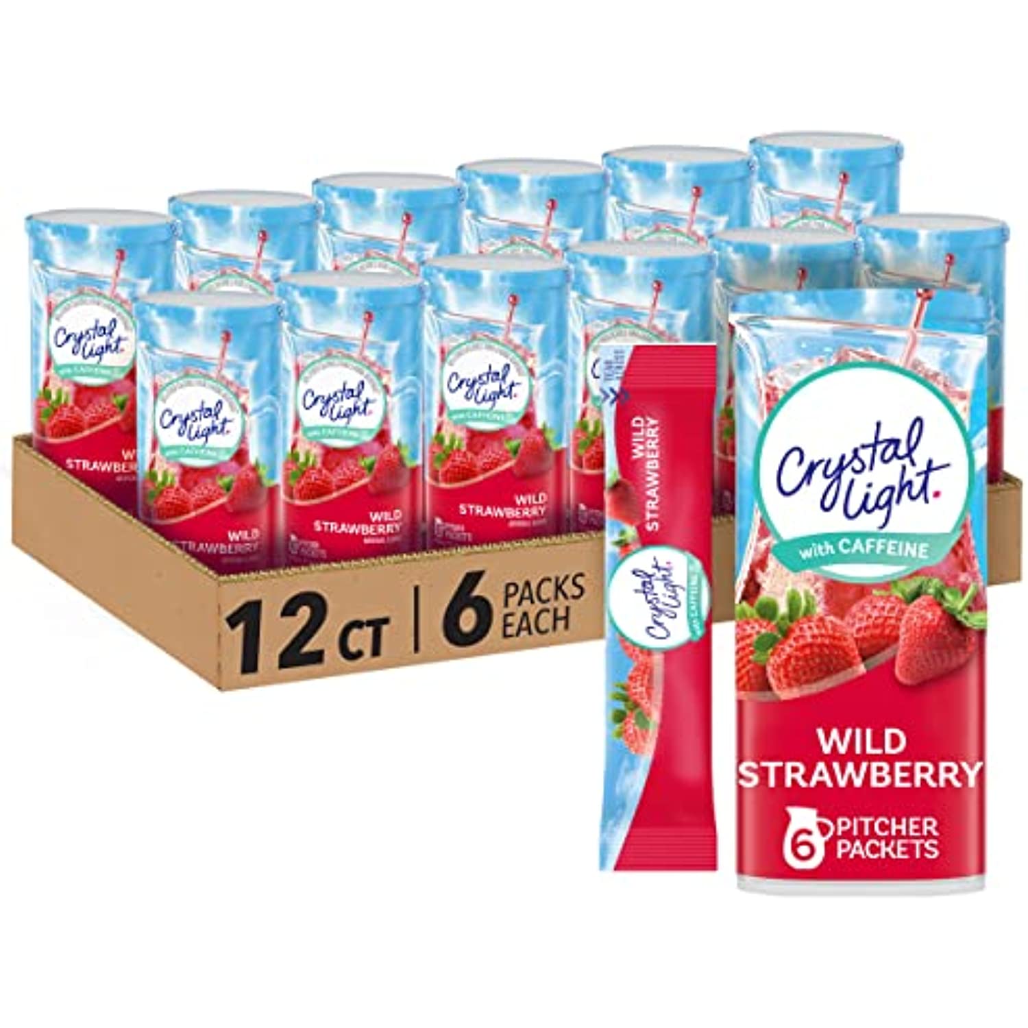Crystal Light SugarFree Energy Wild Strawberry Low Calories Powdered Drink Mix 72 Count Pitcher