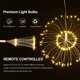 thumbnail image 5 of Cadena de luces LED, 8 modos regulables con control remoto, luces colgantes Starburst con pilas con 80 LED, IP65 impermeable, luces decorativas de alambre de cobre para fiestas (blanco cálido), 5 of 5