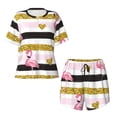 thumbnail image 4 of Lsque Gold Glittering Hearts and Flamingos Women's Short-Sleeved Pajama Set - 2 Piece Soft and Lightweight Sleepwear Set-4X-Large, 4 of 9