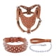 thumbnail image 2 of Leather Dog Harness Spiked Studded Dog Pet Collar Harness and Chain Leash Set for Medium Large Xlarge Breeds Pitbull Mastiff ShopWise Round, 2 of 24