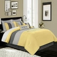thumbnail image 5 of 8 Pieces Luxury Striped Comforter Set, Quilt Set with Comforter, Shams and Pillow for Bedroom, Hotel, Apartment, RV(Full, Yellow/Gray/Paloma), 5 of 5