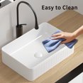 thumbnail image 4 of 19.69" Rectangular Ceramic Vessel Sink - Milk White Above Counter Bathroom Vanity Sink, Deep Basin with Splash-Free Design, Modern Porcelain Art Basin, 4 of 7