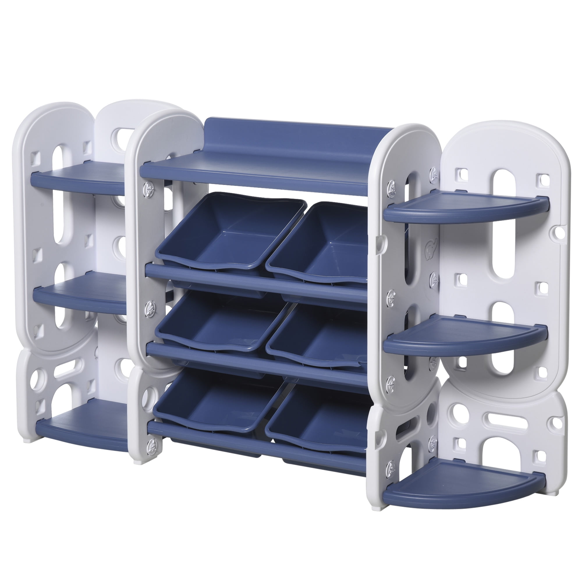 Qaba Childrens Toy Storage & Bin Organizer w/ 3 Separate Shelving Sections