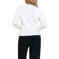 thumbnail image 3 of Suéter de punto de cable INSPIRE CHIC para mujer, cuello redondo, de manga larga, suéteres cortos de punto M blanco, 3 of 6