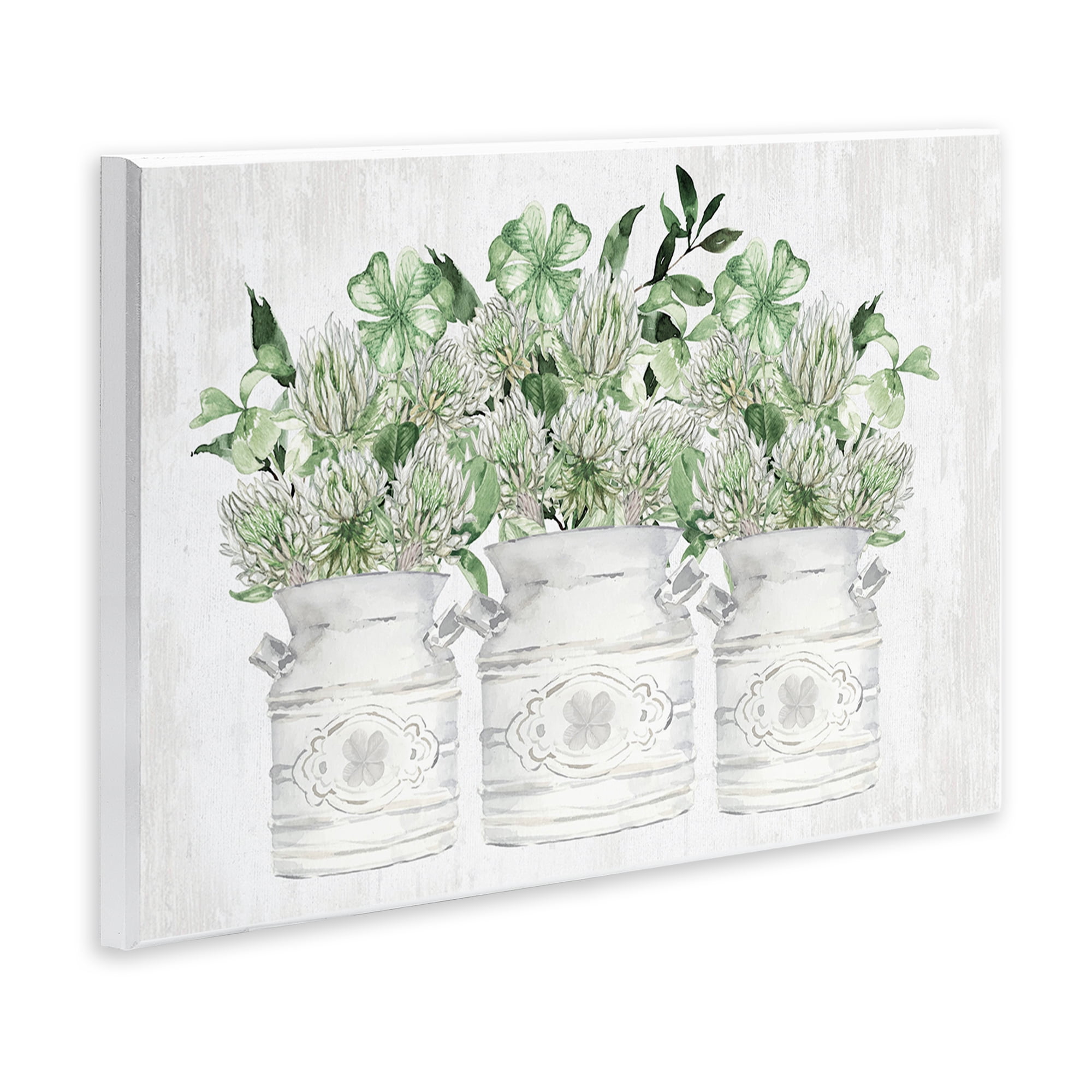 Stupell Industries Spring Potted Clovers Botanical & Floral Painting Unframed Art Print Wall Art, 15 x 10