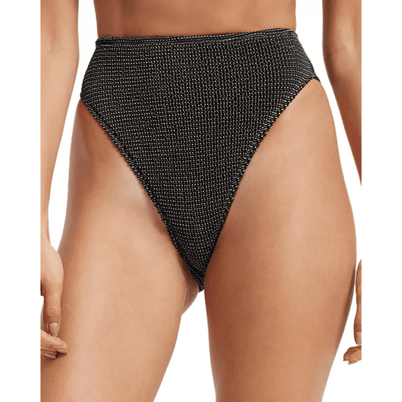 Good American BLACK Always Fits Good Waist Cheeky Bikini Swim Bottom, US 3/4