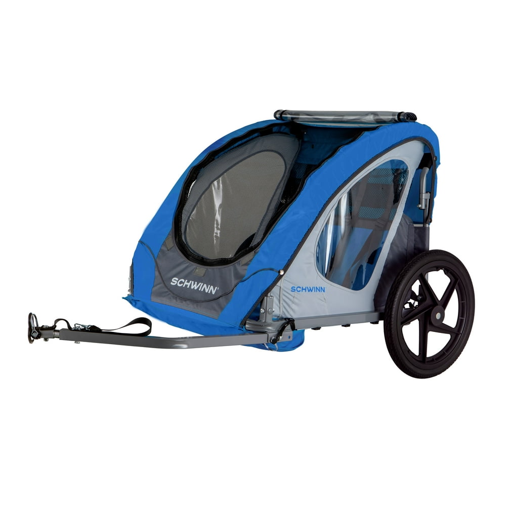 Schwinn Shuttle foldable bike trailer, 2 passengers, blue