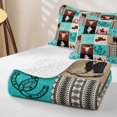 thumbnail image 4 of Manfei Western Tribal Aztec Bed Spread Queen 3pcs,Southwestern Cowboy Boots Hat Queen Coverlet Set,Turquoise Black Brown,1 Quilt and 2 Pillowcases, 4 of 7
