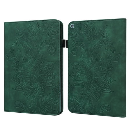 Cover Case for Kindle Fire HD 8 Tablet (8" Display, 8th/7th/6th/5th Generation, 2018/2017/2016/2015) - Auto Sleep Wake Case Fold Stand Wallet Cover PU Leather Slim Lightweight Shell (Green Flower)