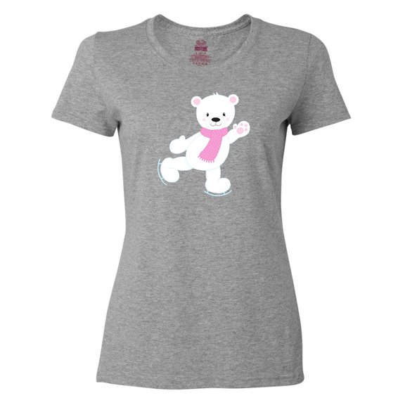 Inktastic Polar Bear, White Bear, Ice Skating Bear, Scarf Women's T-Shirt