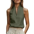 thumbnail image 2 of TGSLY Women's Halter V Neck Linen Tank Tops Lightweight Soft Sleeveless Halter Blouses Relaxed Flowy Fit Dressy Casual Solid Color Vsst XXXL, 2 of 8