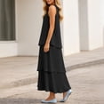 thumbnail image 6 of Dresses for Women Sleeveless Fashion Solid Tiered Chiffon Casual Flowy A-Line Maxi Dress Black XXL, 6 of 8