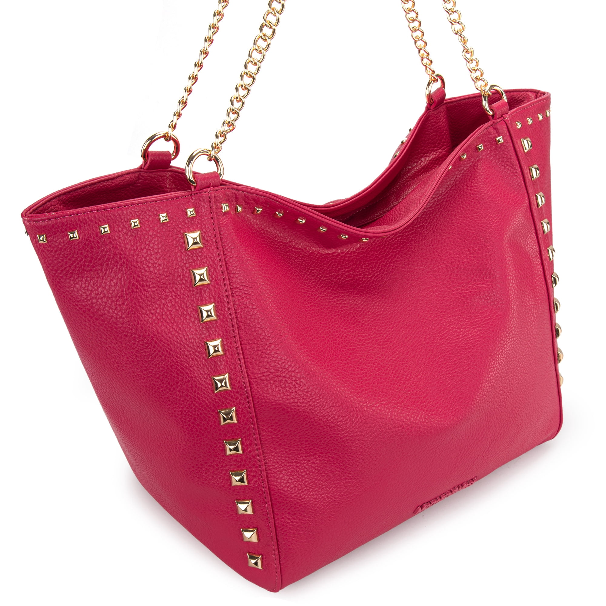 Montana West Large Tote Bag for Women Oversized Shoulder Purses with Chain Handbags, Hot Pink