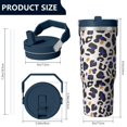 thumbnail image 4 of Leopard Print 30oz Handheld Travel Tumbler with Handle – Double Wall Stainless Steel Insulated Cup, Flip Straw Lid, Leak-Proof & BPA-Free for Hot and Cold Drinks – Durable Coffee & Juice Mug White, 4 of 6