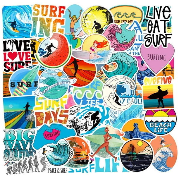 Cool Sticker 50pcs Random Music Film Vinyl Skateboard Guitar Travel Case Sticker Door Laptop Car Bike Bicycle Stickers (Not Random) (Surfing Style) - Walmart.com