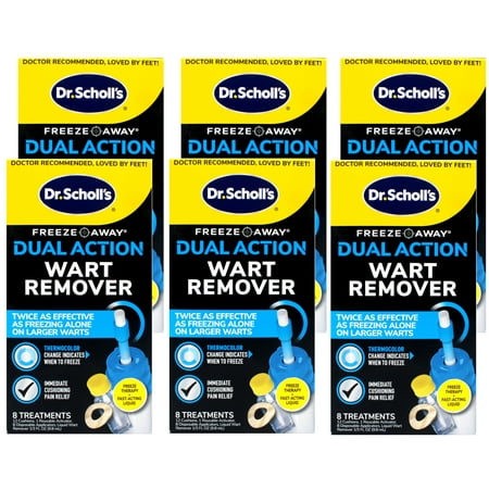 (6 pack) Dr. Scholl’s Freeze Away Wart Remover Dual Action (7 Applications) for Common & Plantar Wart Removal