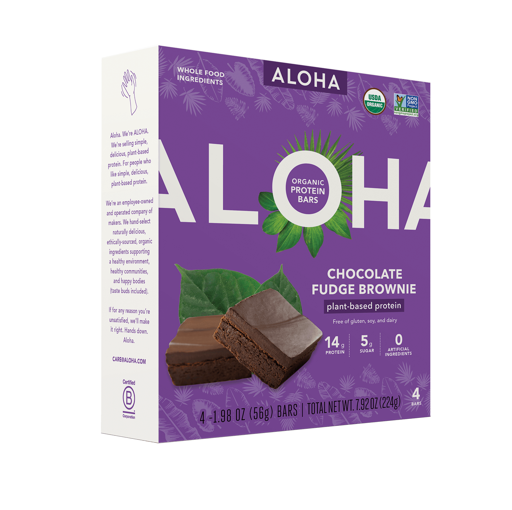 ALOHA Chocolate Fudge Brownie Protein Bars - 4 Pack