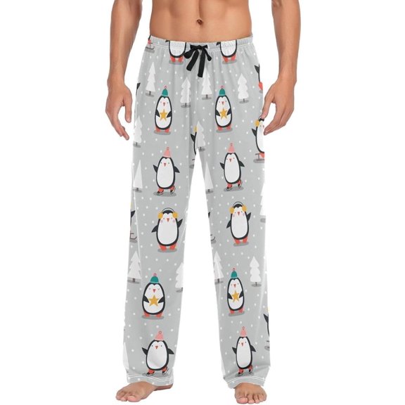 GZHJMY Penguin Pajama Pants for Men, Lounge Pants Lightweight Men Pajama Bottoms with Drawstring Pockets, Christmas New Year Birthday Gifts, X-Large