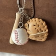 thumbnail image 4 of Baseball Keychain with Brown Glove and Wooden Bat for Men Women Mini PU Leather Softball Sprot Bag Charm Key Ring Pendants Decorations for Birthday Father's Day Thanksgiving Present diy, 4 of 9