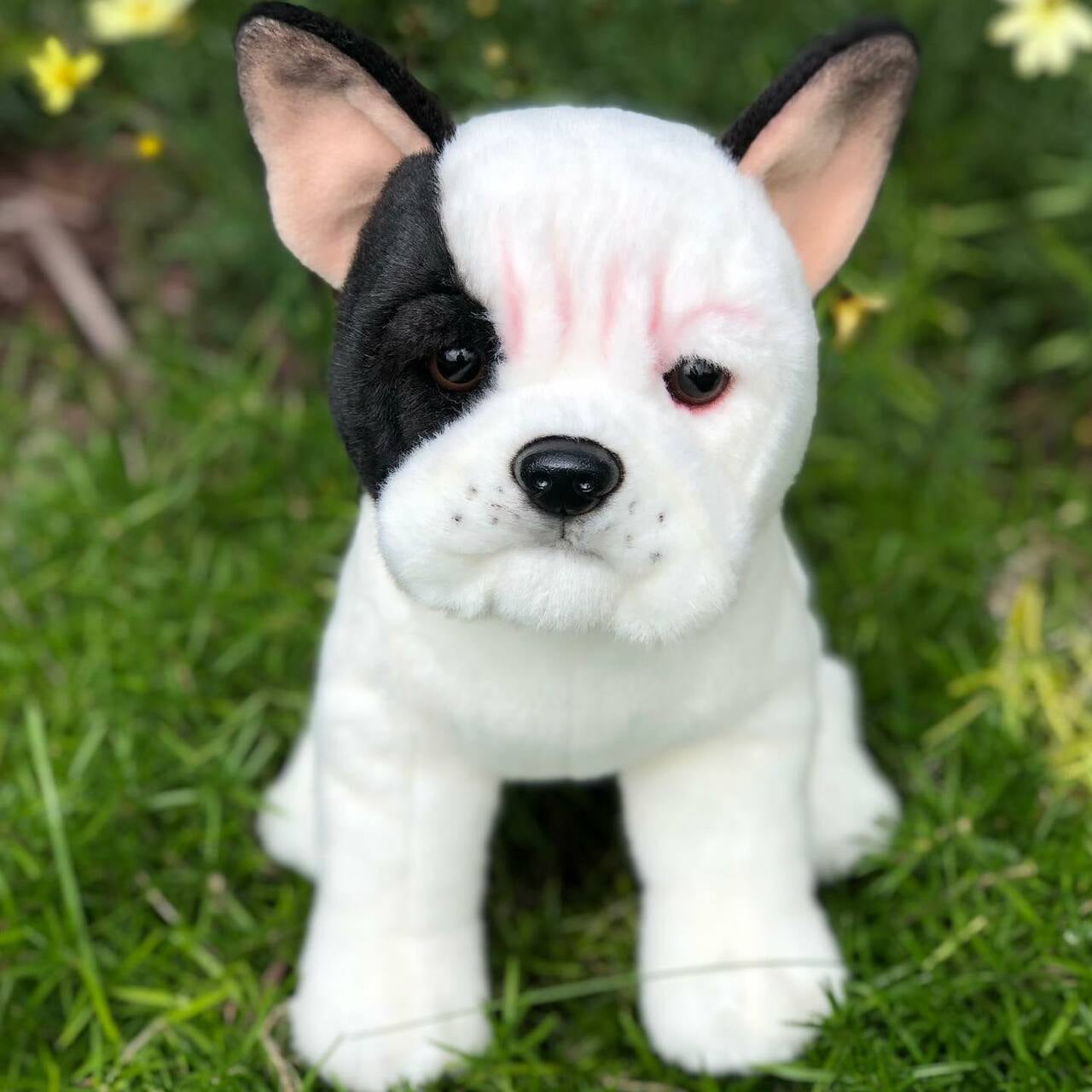 French Bulldog Stuffed Animal Black Dog Cute Soft Cuddly Toy Realistic Plush 