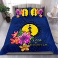 thumbnail image 1 of Juego de Cama Polinesia - Nueva Caledonia Juego de Funda Nórdica Floral con Sello Azul, 1 of 6