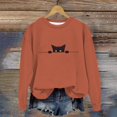thumbnail image 2 of IDOCLOTHES Halloween Sweatshirt Women Oversized Cute Back Cat Printed Fall Sweaters for Women Going Out Tops Womens Fall Fashion Clothing Women's Outfits Orange, S, 2 of 4