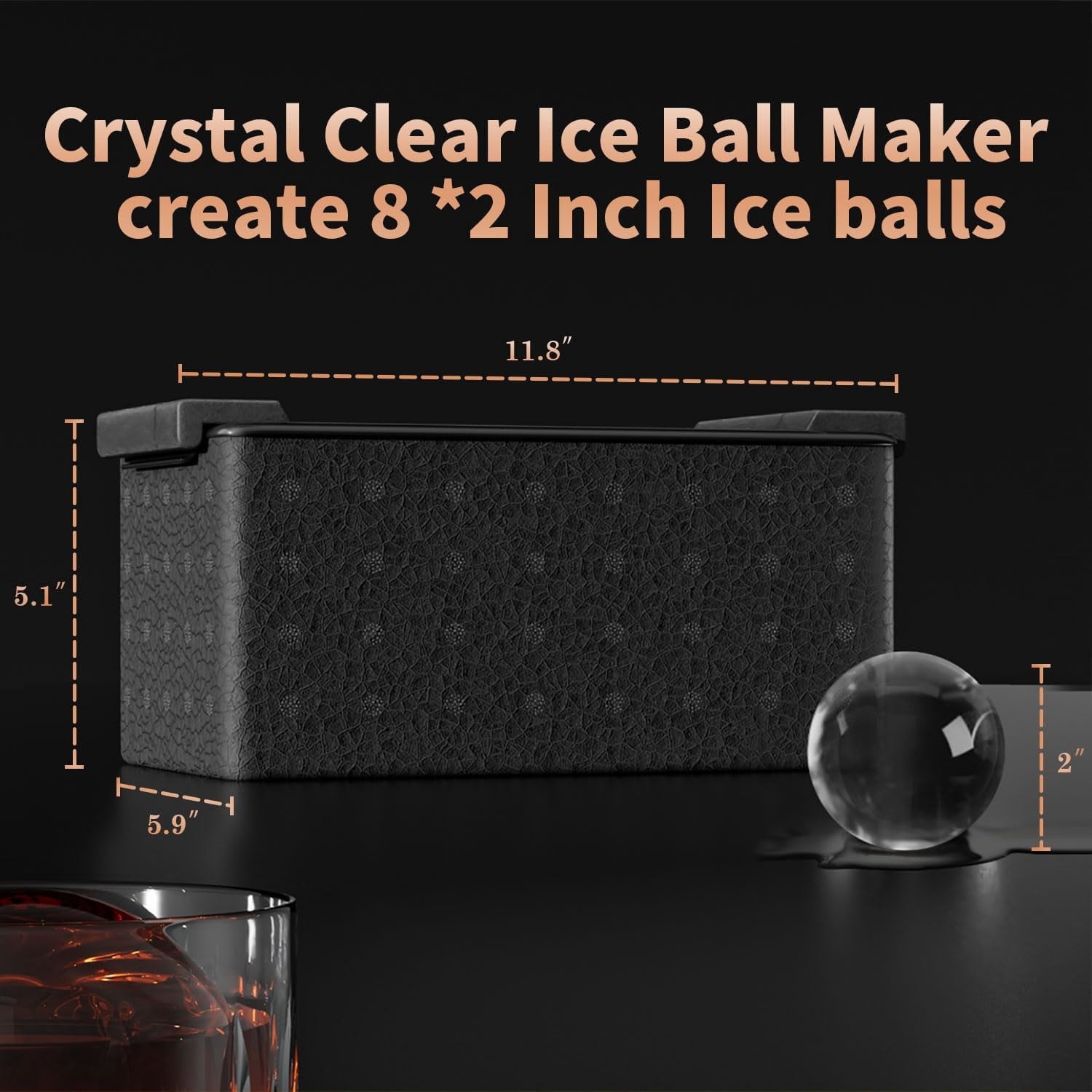 Clear Ice Ball Maker for Whiskey:  Circle Ice Cube Tray Make 2Inch Ice Sphere - Clear Ice Cube Maker for Old Fashioned Bourbon Whisky