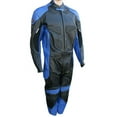 thumbnail image 2 of Perrini 2 PC Blue Spine Protector Cowhide Motorcycle Leather Suit Race Suit with Night Visibility Stitching, 2 of 4