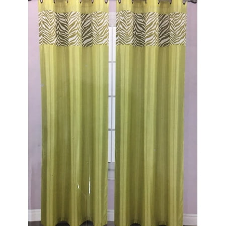 Wpm 2 Piece Faux Silk Zebra Print Grommet Curtains Choose From