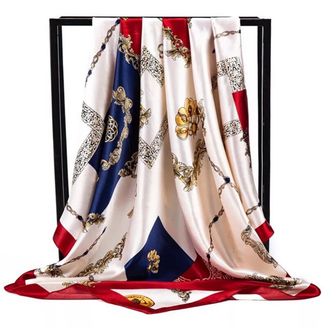 Pañuelos de seda cuadrados de lujo, chales populares de moda de Europa y América, protector solar de 90x90cm, pañuelo para las cuatro estaciones qiuyongming unisex