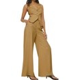 thumbnail image 3 of Summer Sleeveless Women Womens Vest Sets V-neck Vest Blazer & Wide Leg Pants, 3 of 7