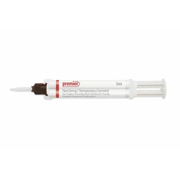 Premier Dental NexTemp OPAQUE Temporary Resin Cement 5ml Automix Syringe with 5 Mixing Tips 1 Pack